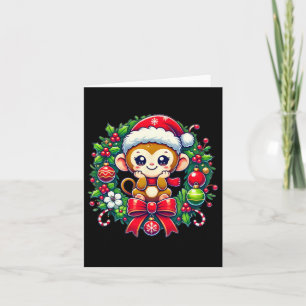 Tarjeta Monkey Santa Hat Navidades navidades