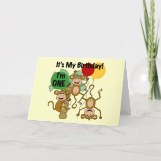 Tarjeta Monkey Shine Primera camiseta de cumpleaños y rega