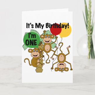 Tarjeta Monkey Shine Primera camiseta de cumpleaños y rega