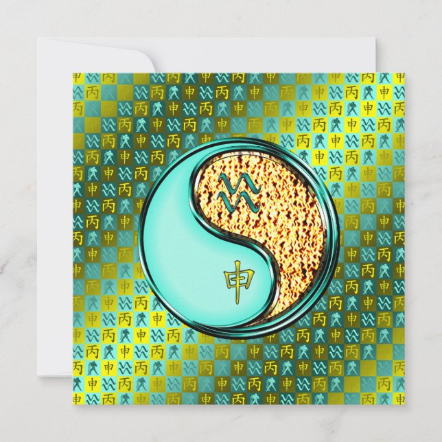 Tarjeta Mono acuario y fuego (Anverso)