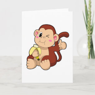 Tarjeta Mono bebé con banana