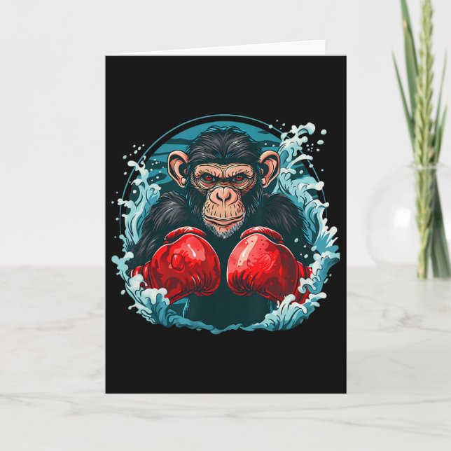 Tarjeta Mono boxeador con guantes de boxeo kickboxing dive (Anverso)