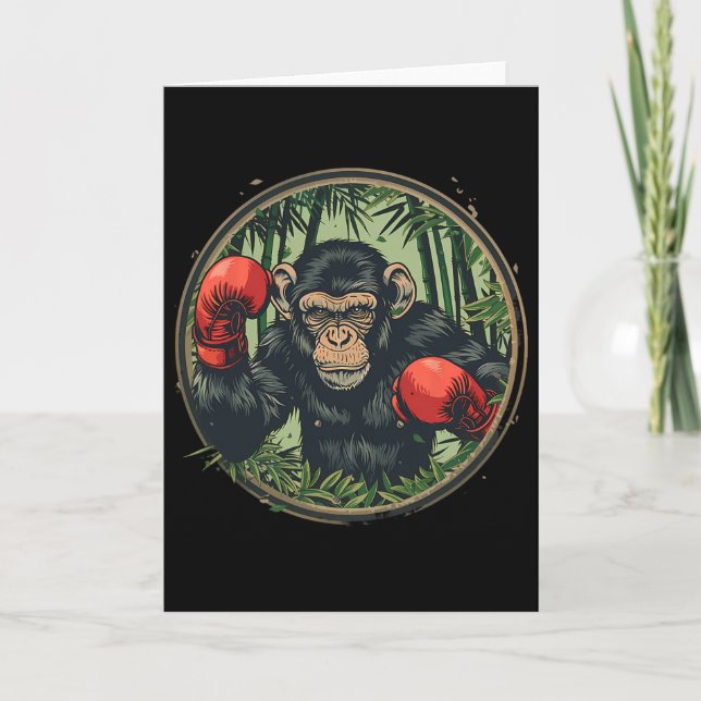 Tarjeta Mono boxeador con guantes de boxeo kickboxing dive (Anverso)