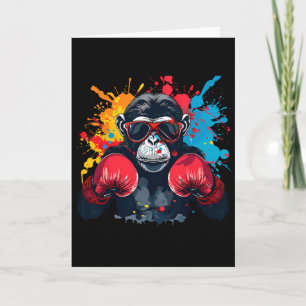 Tarjeta Mono boxeador con guantes de boxeo kickboxing dive