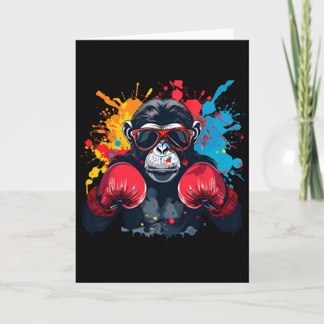Tarjeta Mono boxeador con guantes de boxeo kickboxing dive (Anverso)
