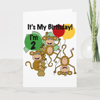 Tarjeta Mono Brilla camisetas de segundo cumpleaños y rega