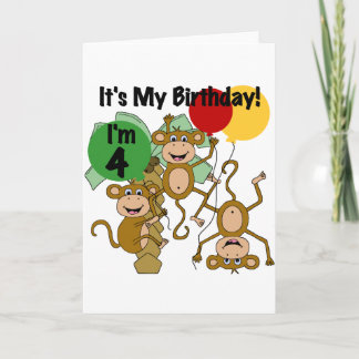 Tarjeta Mono Brillo 4 camisetas de cumpleaños y regalos