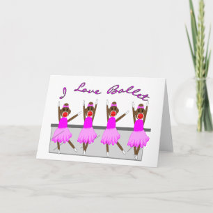 Tarjeta mono calcetín "I LOVE BALLET"