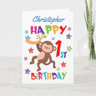 Tarjeta Mono Cheeky Personalizado Primer Cumpleaños
