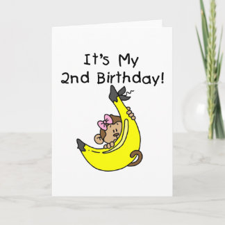 Tarjeta Mono chica en camisetas de segundo cumpleaños de B