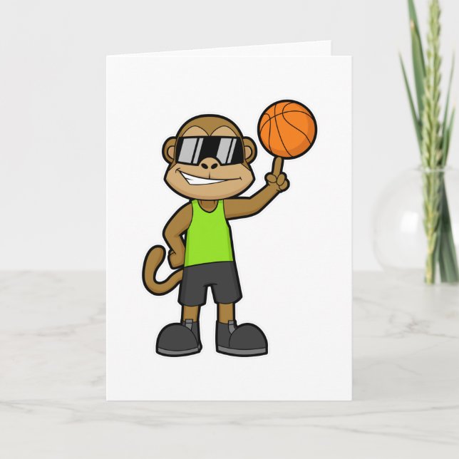 Tarjeta Mono como jugador de baloncesto con baloncesto (Anverso)