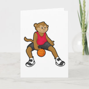 Tarjeta Mono como jugador de baloncesto con baloncesto
