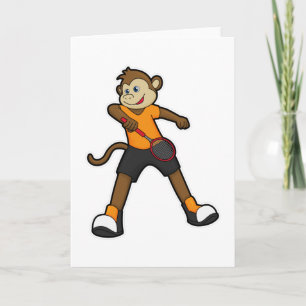 Tarjeta Mono como jugador de tenis con raqueta de tenis