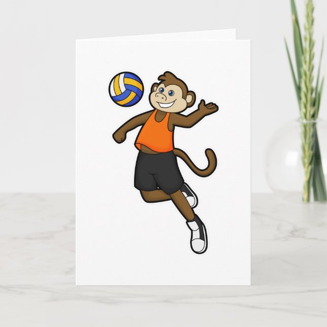 Tarjeta Mono como jugador de voleibol con voleibol (Anverso)
