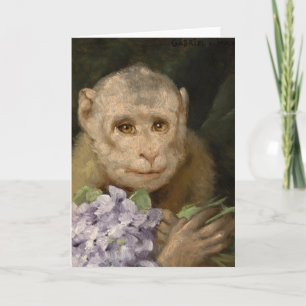 Tarjeta Mono con un Bouquet de Violetas   Gabriel von Max