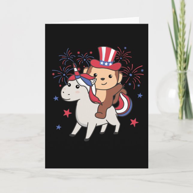 Tarjeta Mono Con Unicornio Para Los Fuegos Artificiales De (Anverso)