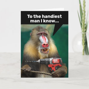 Tarjeta Mono de Mandrill con un taladro - Cumpleaños de un