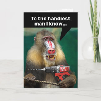 Tarjeta Mono de Mandrill con un taladro - Cumpleaños de un