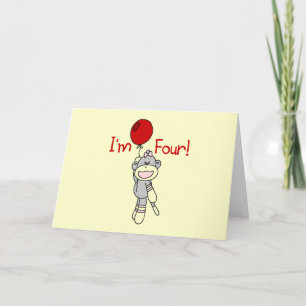 Tarjeta Mono de media luna 4ª camisetas de cumpleaños y re