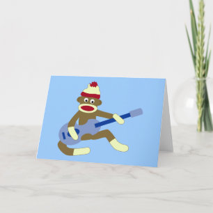 Tarjeta Mono de sock tocando guitarra azul