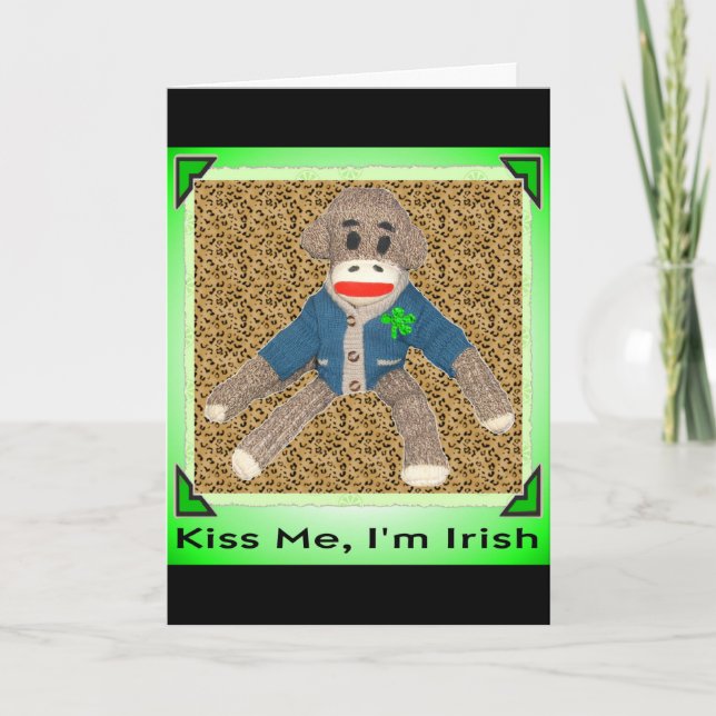 Tarjeta Mono del calcetín del día de St Patrick feliz (Anverso)