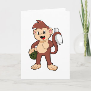 Tarjeta Mono en bolera con bola de boliche