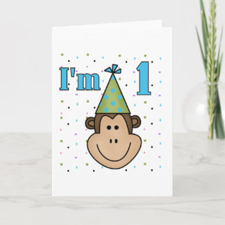 Tarjeta Mono en Fiesta Gorra camisetas de cumpleaños 1