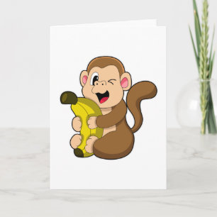 Tarjeta Mono gracioso con banana
