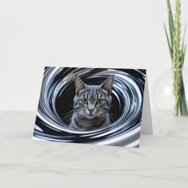Tarjeta Mono gris adorable en espiral (Anverso)