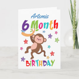 Tarjeta Mono lindo 6 meses cumpleaños