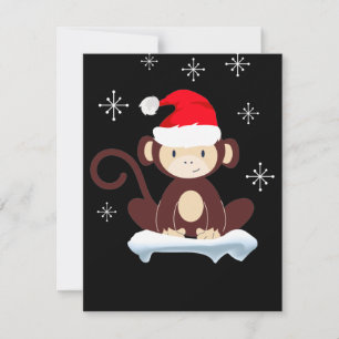 Tarjeta Mono lindo en la nieve, feliz navidad