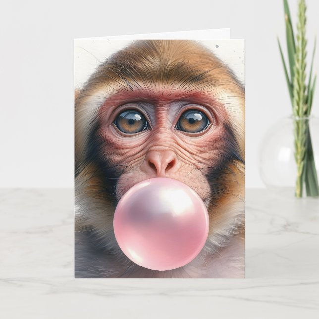Tarjeta Mono lindo que sopla burbujas burbujas burbuja bur (Anverso)