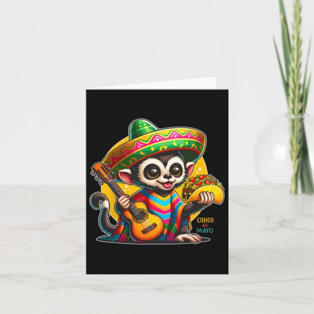 Tarjeta Mono Mexicano Con Sombrero Y Poncho Cinco (Anverso)