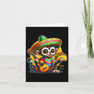 Tarjeta Mono Mexicano Con Sombrero Y Poncho Cinco