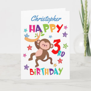 Tarjeta Mono Personalizado personalizado tercer cumpleaños