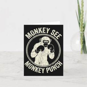 Tarjeta Mono Ve Mono Golpea Boxeo Vintage Gorila