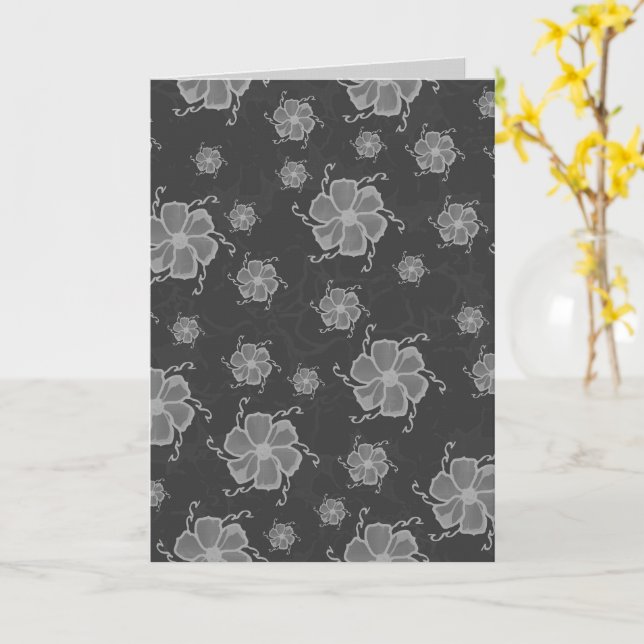 Tarjeta monocroma FTF 5x7 en gris oscuro en blanco (flor amarilla)
