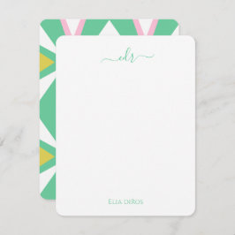 Tarjeta monográfica de diamantes rosa y verde