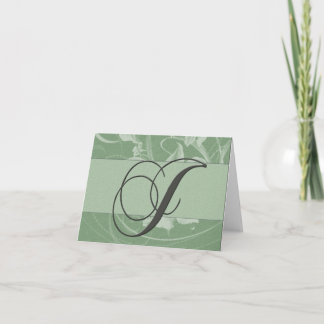 Tarjeta monográfica verde de salvia - J inicial