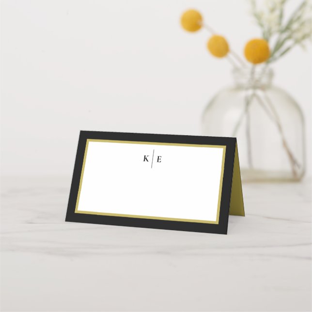 Tarjeta Monograma Black Gold Table Place (Anverso)