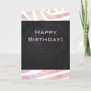 Tarjeta Monograma cebra rosa y blanco