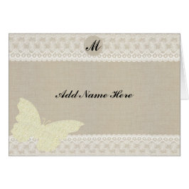 Tarjeta Monograma De Burlap Y Lace