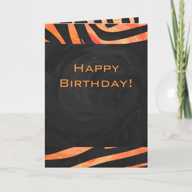 Tarjeta Monograma de cebra negra y naranja (Anverso)
