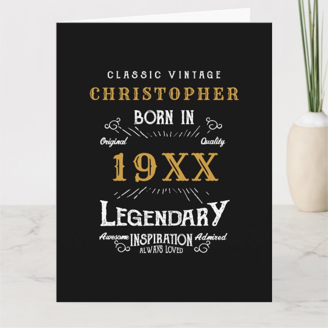 Tarjeta Monograma de cumpleaños personalizado Padre legend (Anverso)