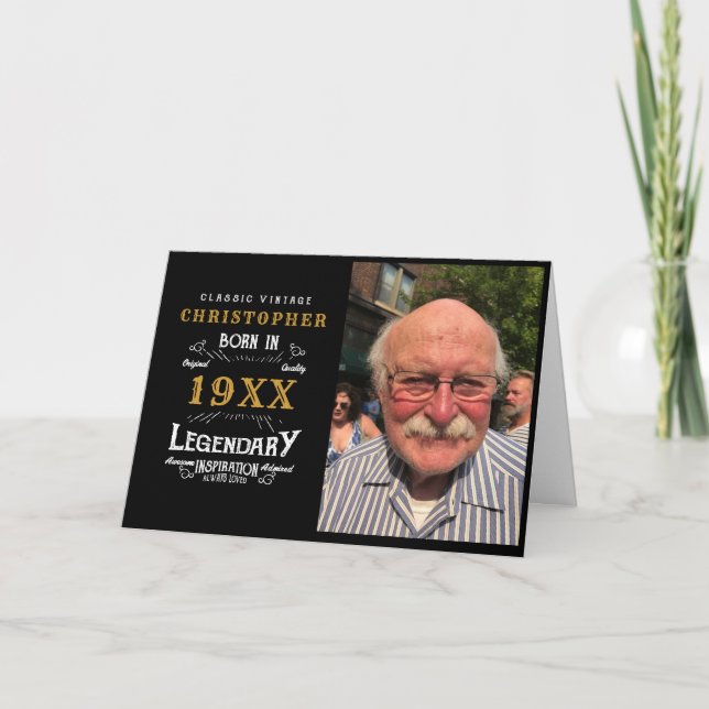 Tarjeta Monograma de cumpleaños personalizado Padre legend (Anverso)