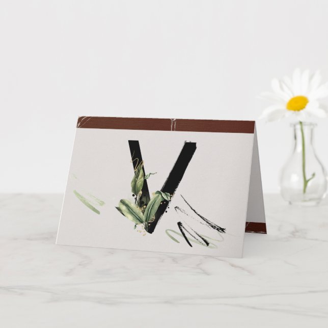 Tarjeta Monograma de la letra pintada de selva tropical em (Planta pequeña)