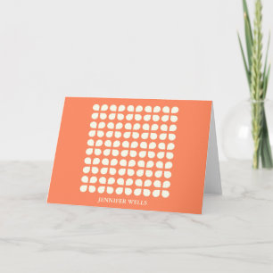 Tarjeta Monograma de retro floral geométrico Naranja con e
