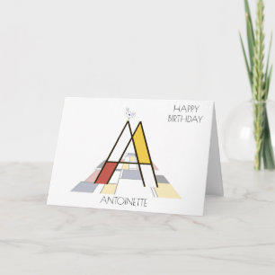 Tarjeta Monograma estilo neoplastismo. Letra A