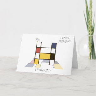 Tarjeta Monograma estilo neoplastismo. Letra H