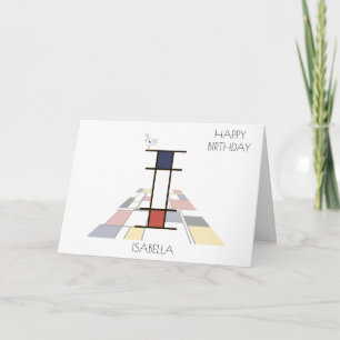 Tarjeta Monograma estilo neoplastismo. Letra I